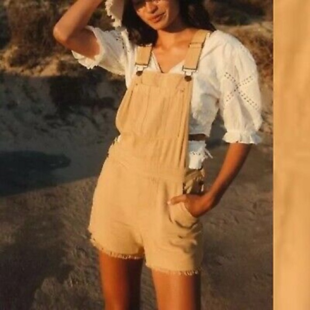 Pilcro Tan Overalls with White Top